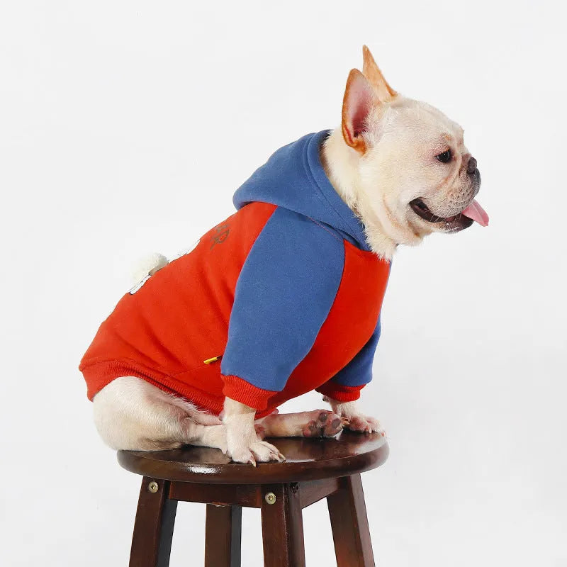 Red cotton dog clothing for small and medium breeds in autumn winter season