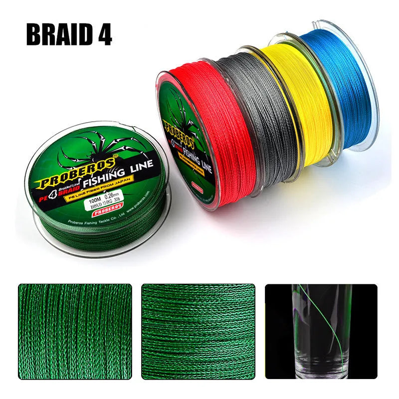 4 braided 100 metre Vigorous Horsefish fishing line in PE material, available in multiple colours