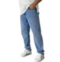 Men's cotton cowboy trousers, slightly flared, water-washed finish, available in dark blue