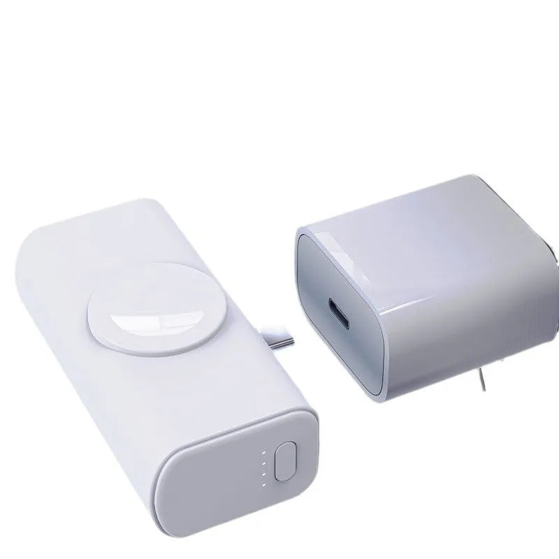 White plastic portable power bank capsule shape with folding double head design