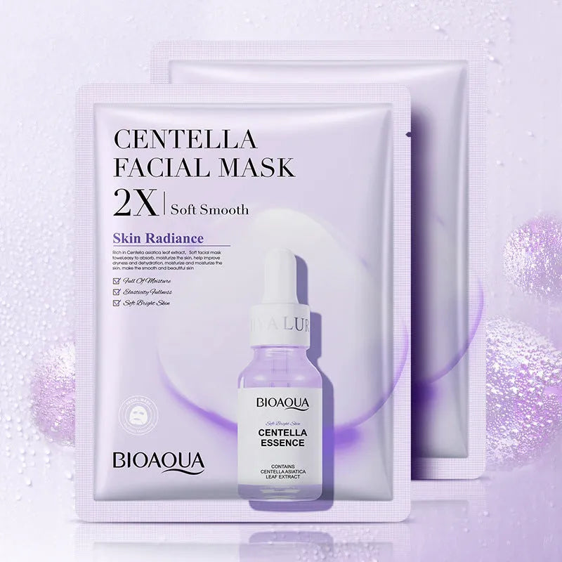 Single 30g collagen and hyaluronic acid facial sheet mask on packaging, with Centella, Vitamin C, Collagen variant options.