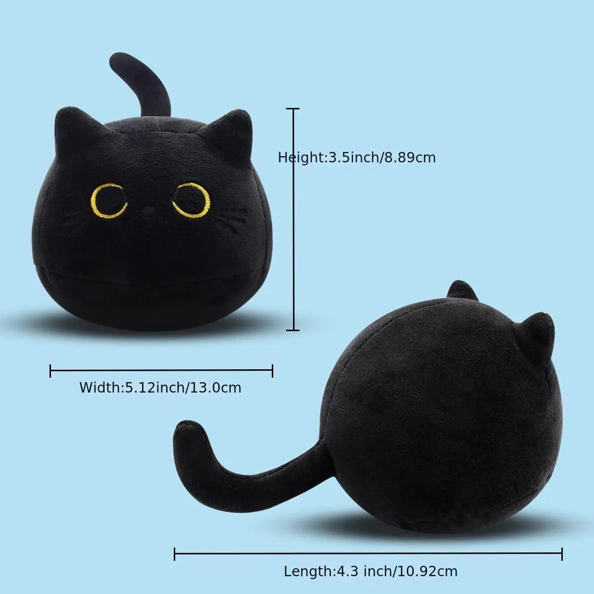 Black cat plush toy stuffed animal with soft pillow design for napping and decoration