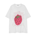 Men's short sleeve pure cotton top with strawberry embroidery, available in black or white, sizes M L XL