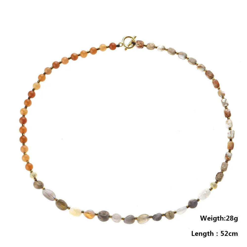 Hand-woven Persian Gulf agate multi-layer bracelet with geometric shapes in colour 3790 style