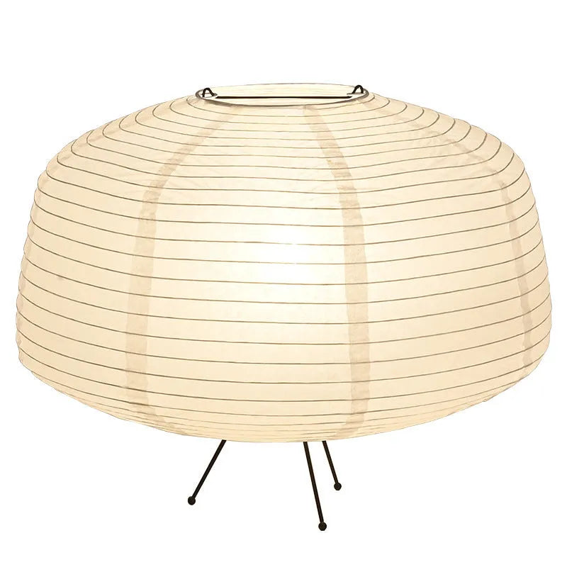 Japanese style Xuan paper table lamp, D39 x H32 cm, with three-colour light source, on a desk.