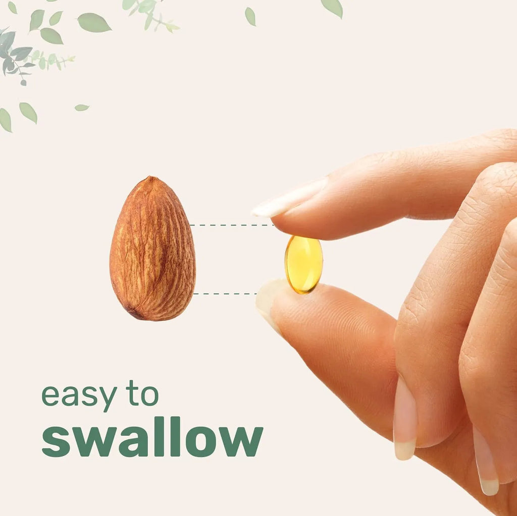 Butter black seed oil soft gel capsules in bottle showing 180 or 300 tablet packaging options