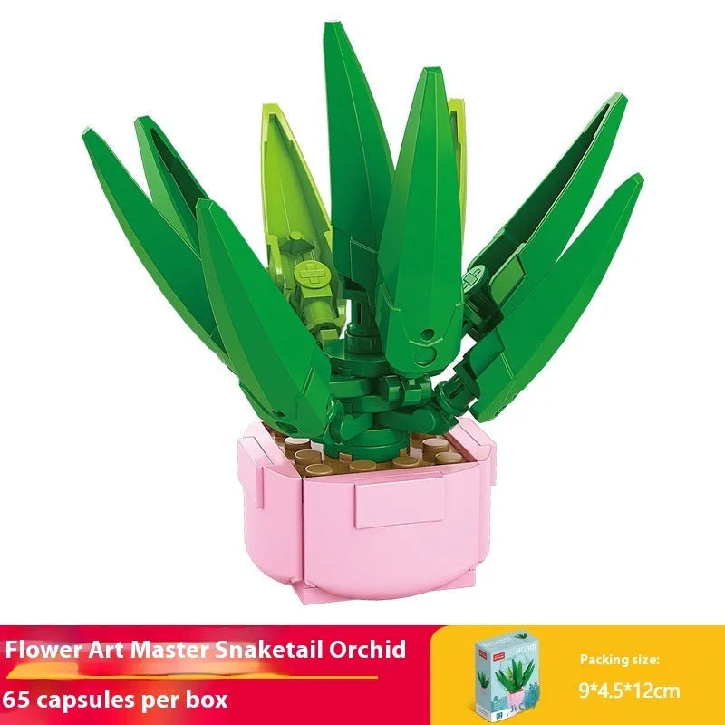 Plastic building blocks flower pot model assembly toy for teenagers