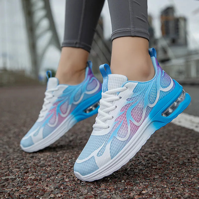 Women's mesh sneakers in pink, plum red, and moonlight colours with PU sole