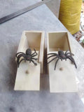Small camellia wood trick box with spider prank for youth