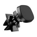 Black magnetic car phone holder attached to a vehicle air vent, showing round head design.