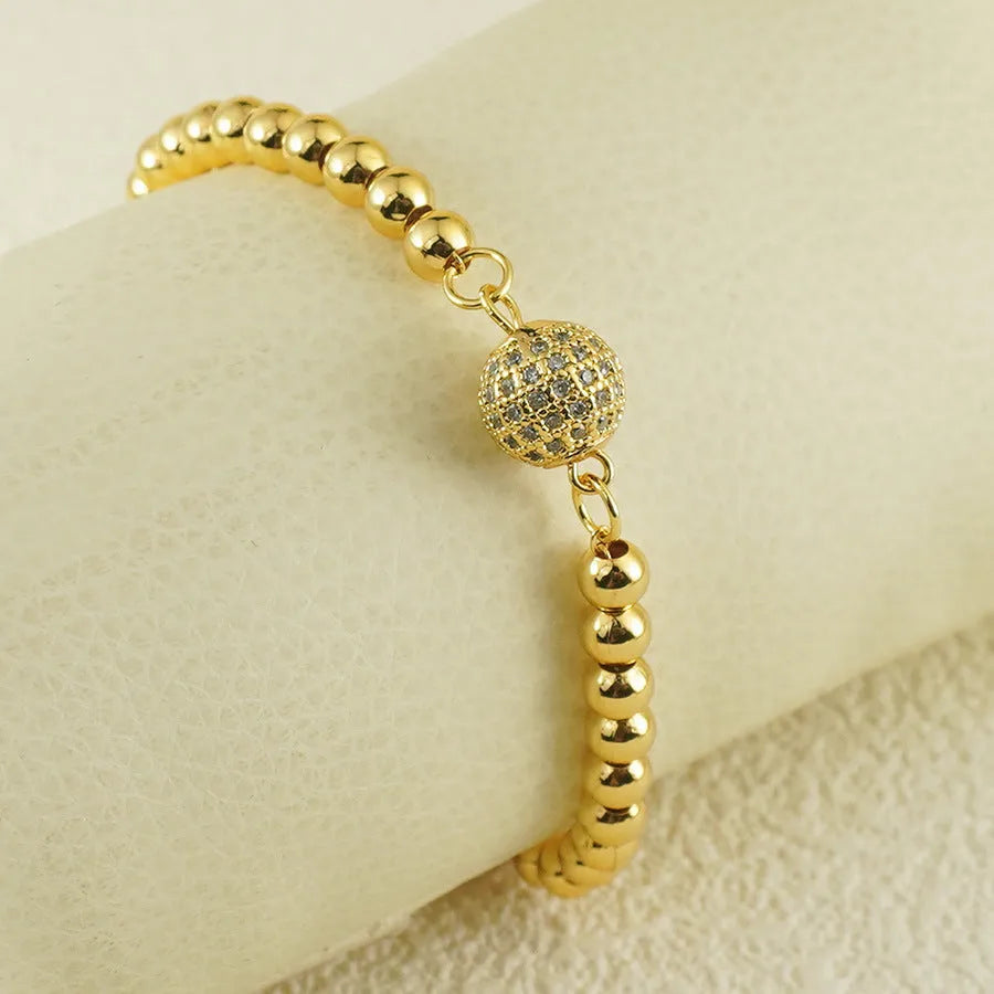 Copper plastic heart-shaped bracelet for women with round zircon stones and an electroplated finish.