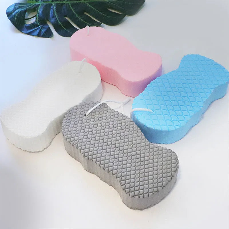 3D fish scale pattern bath sponge ball in soft sponge material for gentle body exfoliation
