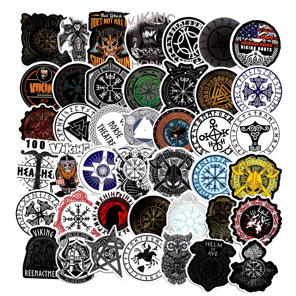 Ancient Rune Series PVC stickers 50 piece set 5-8 cm irregular shape colour decals for luggage laptop car