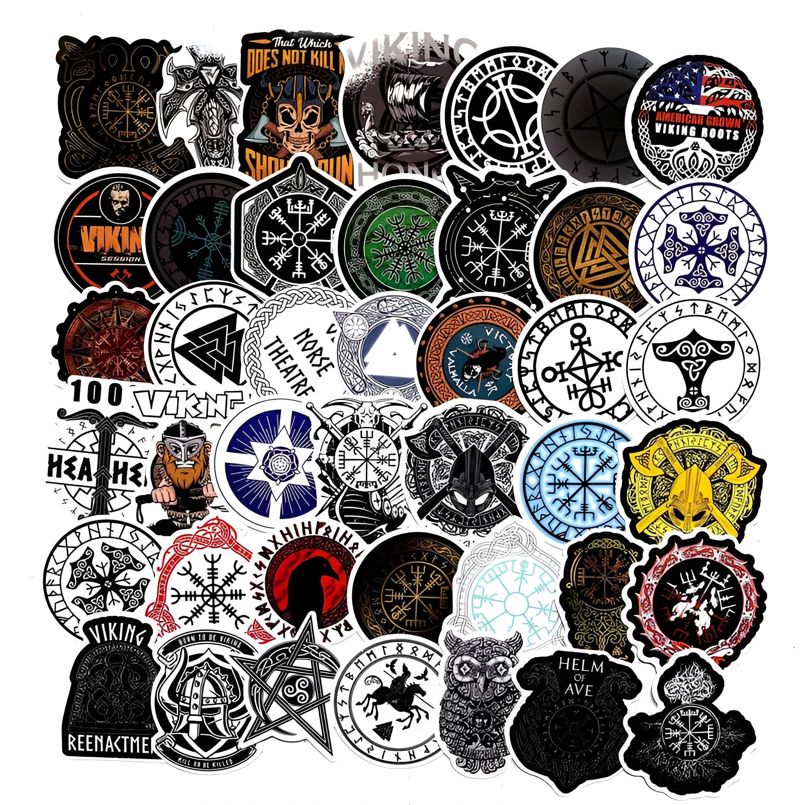 Ancient Rune Series PVC stickers 50 piece set 5-8 cm irregular shape colour decals for luggage laptop car