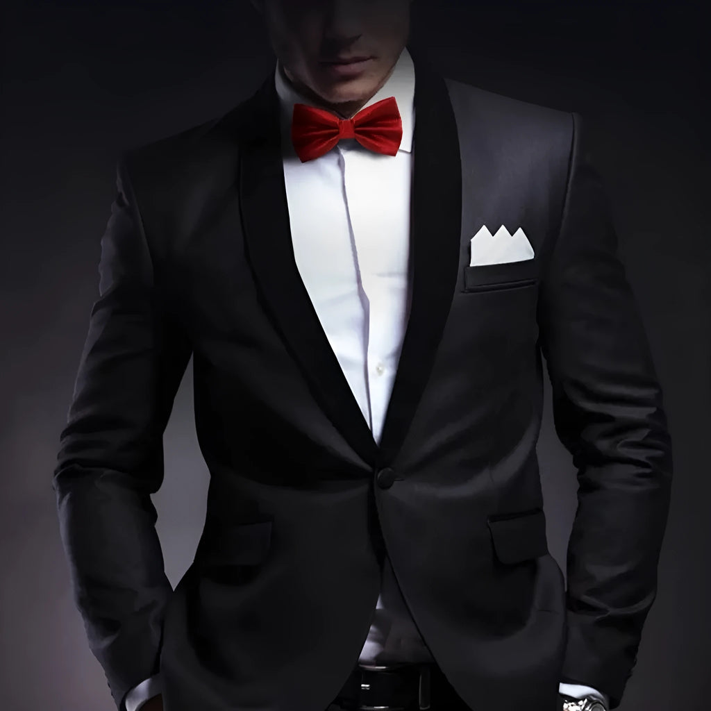 Men's flat head style solid colour bow tie on white background