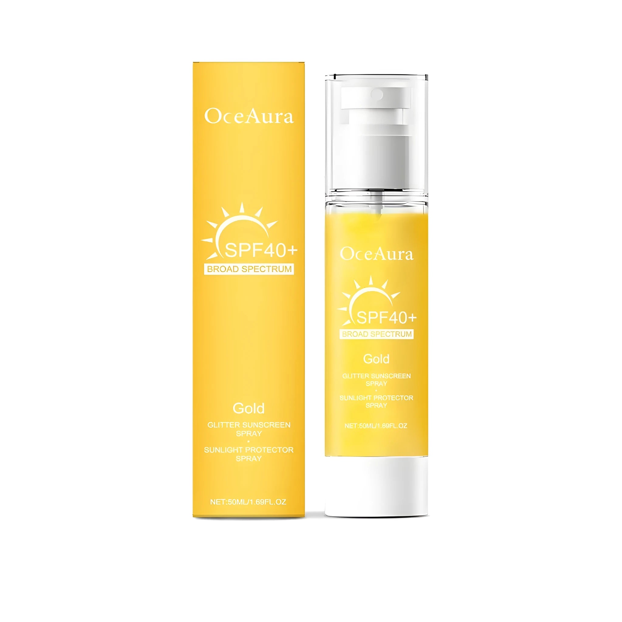 Shiny Sunscreen Spray bottle, 50ml size with spray applicator