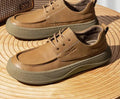 British retro brown casual leather shoes with big toe design and visible stitching