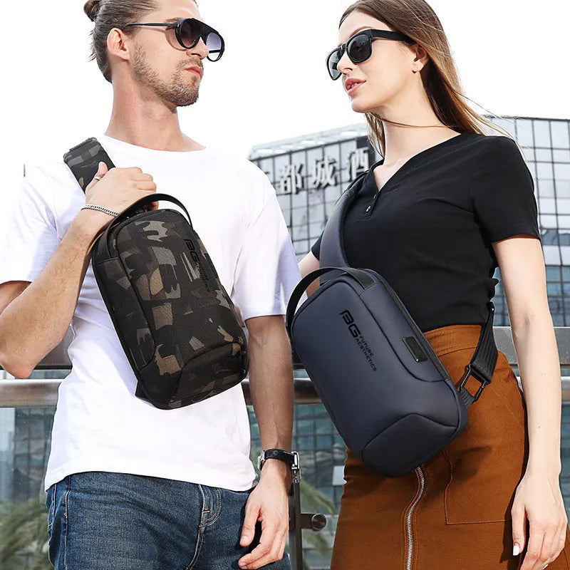 Men's Oxford cloth shoulder bag with USB charging port for business travel