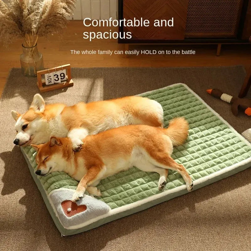 Detachable warm dog mat for large dogs in autumn and winter, shown in coffee colour