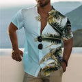 Men's loose fit floral printed cardigan shirt with short sleeves for summer beach wear