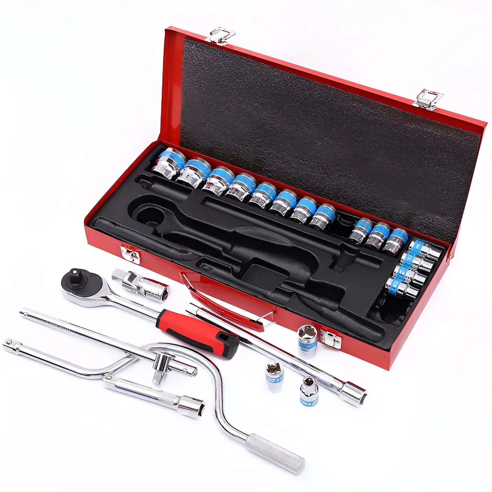 24-piece curved bow car repair wrench combination set in chrome vanadium steel