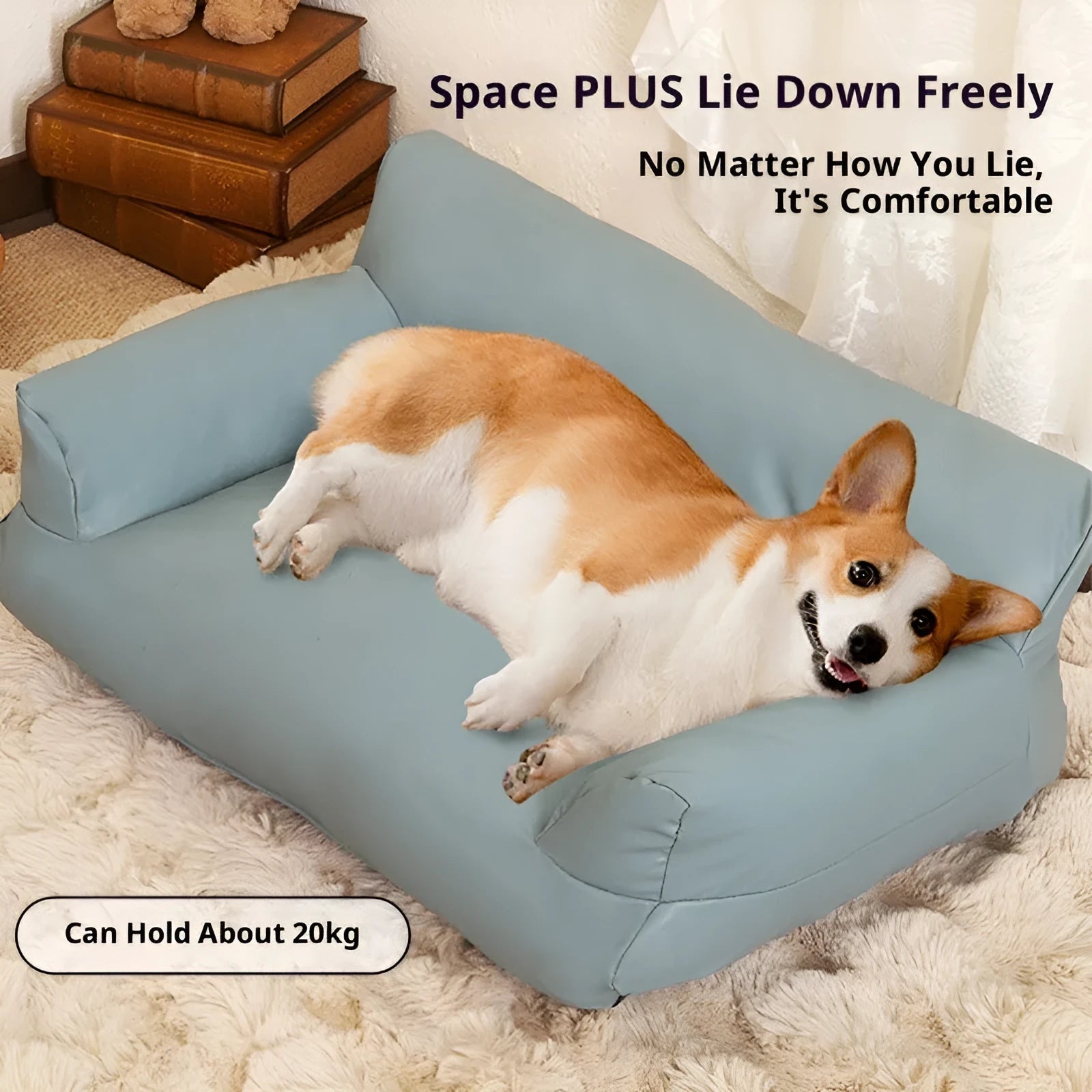 Orange PU leather waterproof pet sofa bed with four size options small to extra large