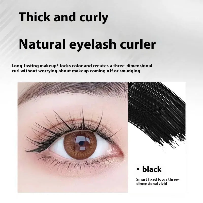 Steel tube waterproof mascara with applicator and optional eyelash curler in black or brown