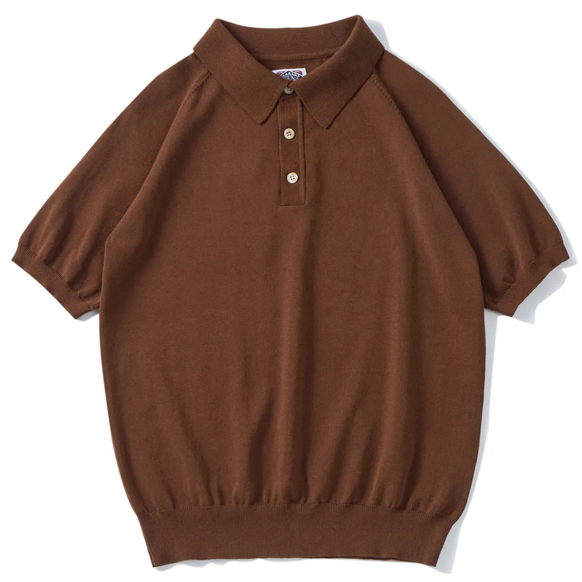 Men's retro knitted cotton short-sleeved T-shirt in slim fit available in multiple solid colours