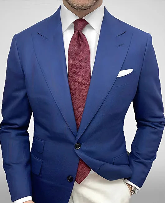 Men's striped slim fit blazer with suit collar and two buttons, multiple colours and styles available