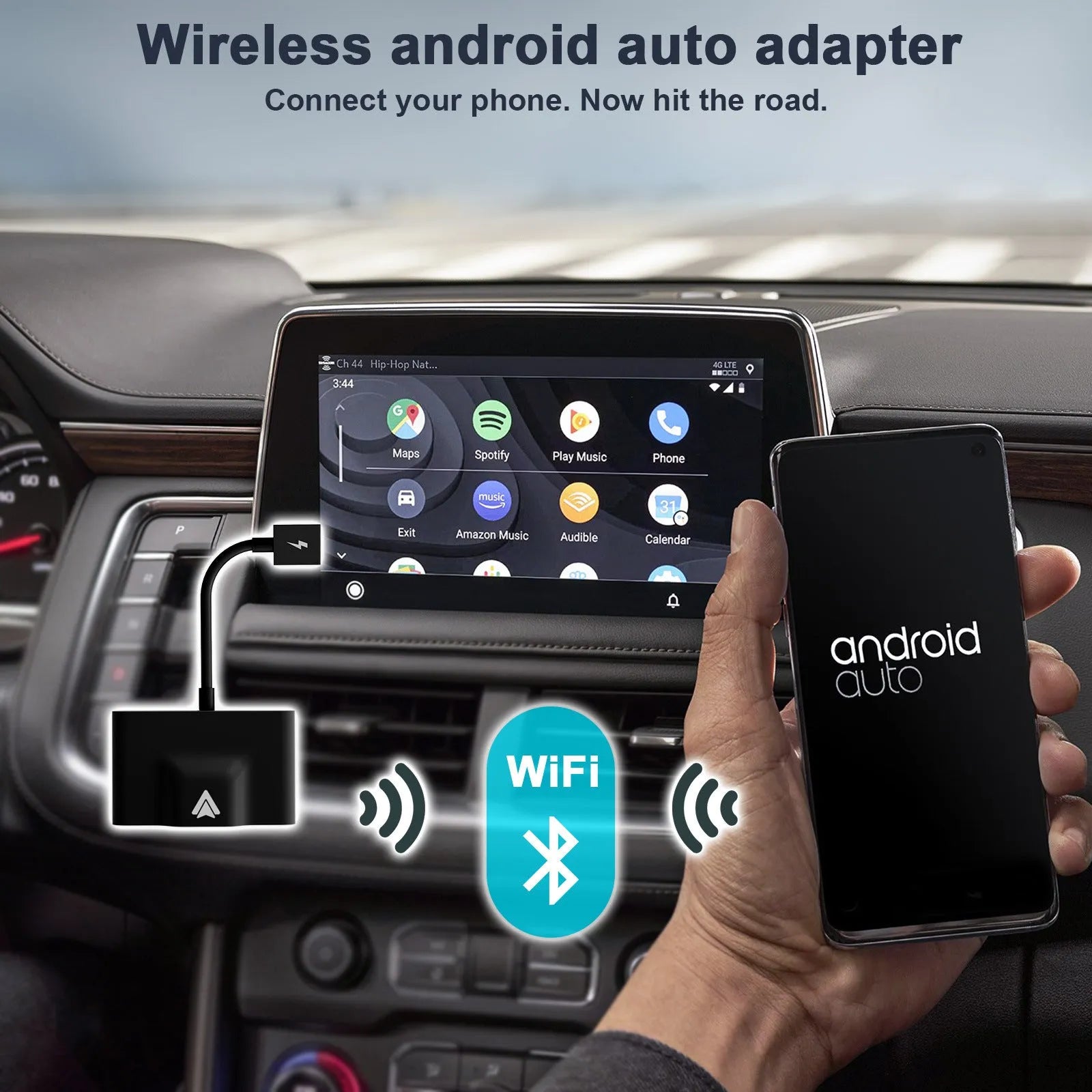 Car wired to wireless Android system adaptor for CARPLAY conversion in black or white