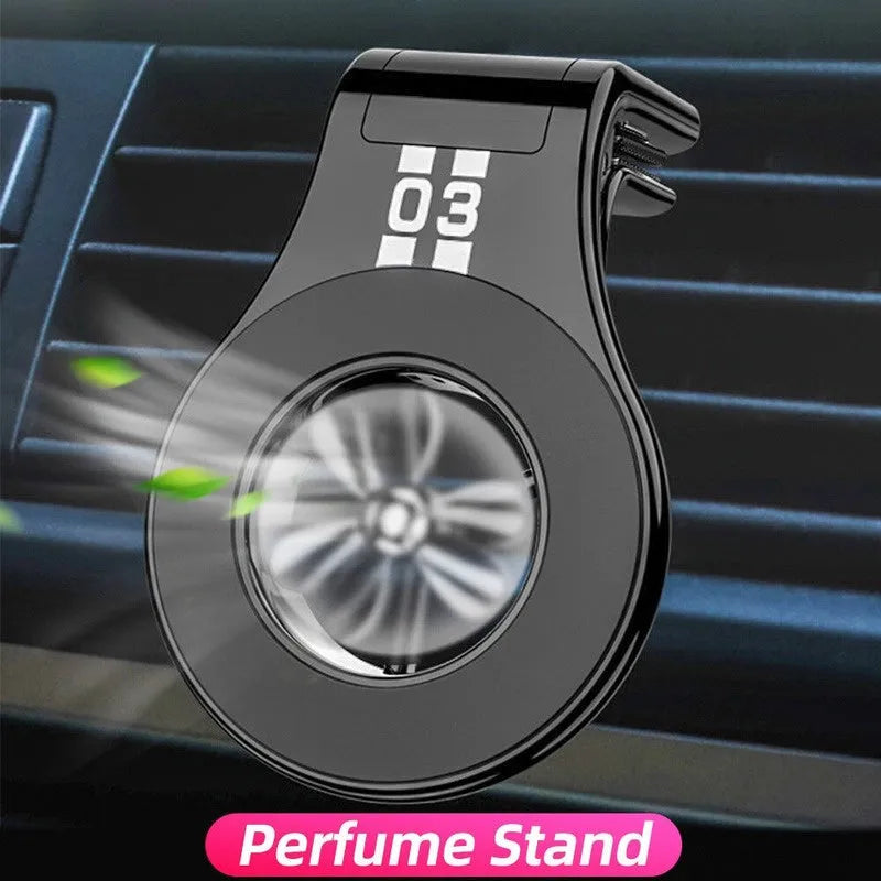 Magnetic car phone holder mounted on vehicle air vent with smartphone attached