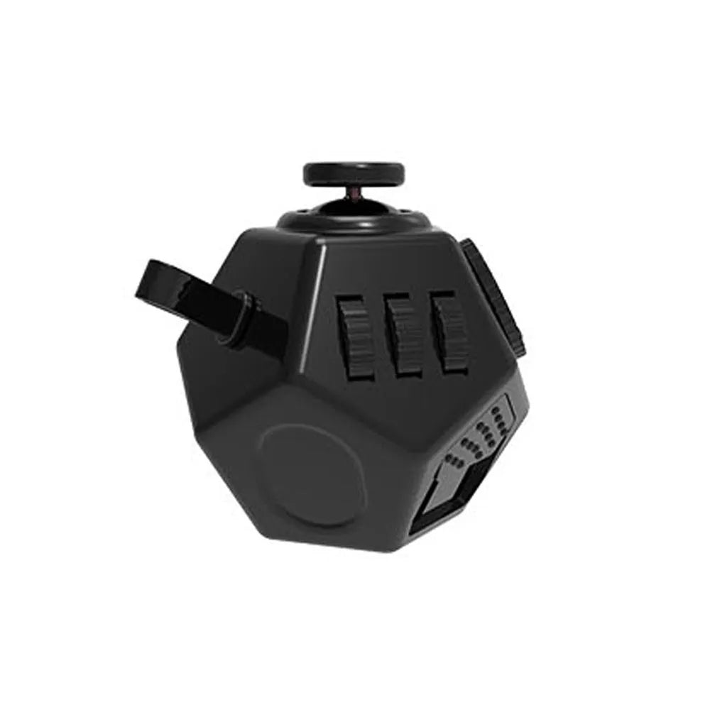 Plastic decompress squeezing toy dice in black for stress relief and focus training