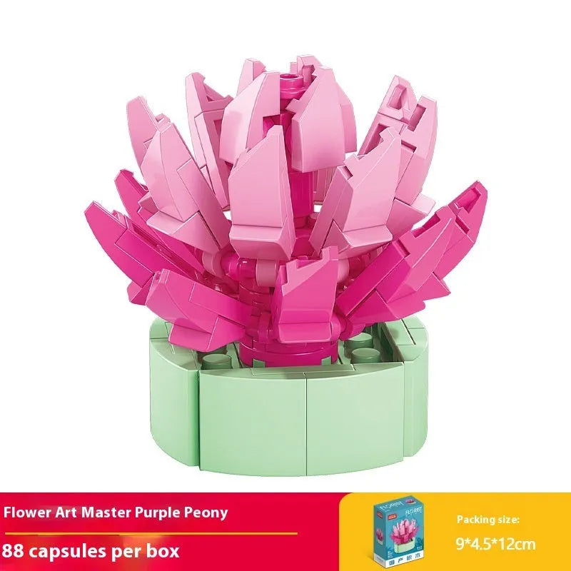 Plastic building blocks flower pot model assembly toy for teenagers