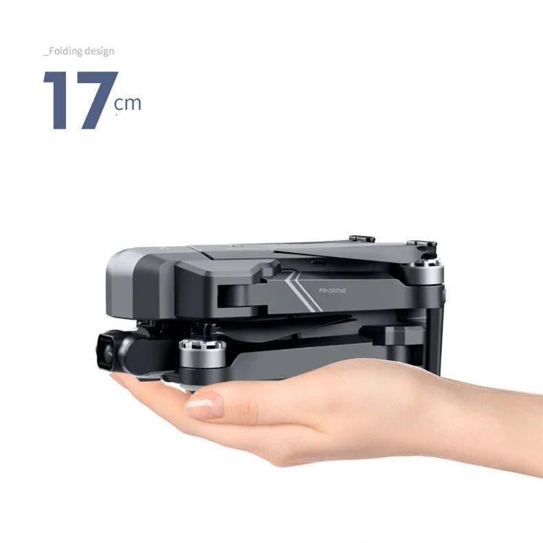 Black F11s PRO GPS folding drone with 4K camera and two-axis gimbal shown in expanded and folded positions