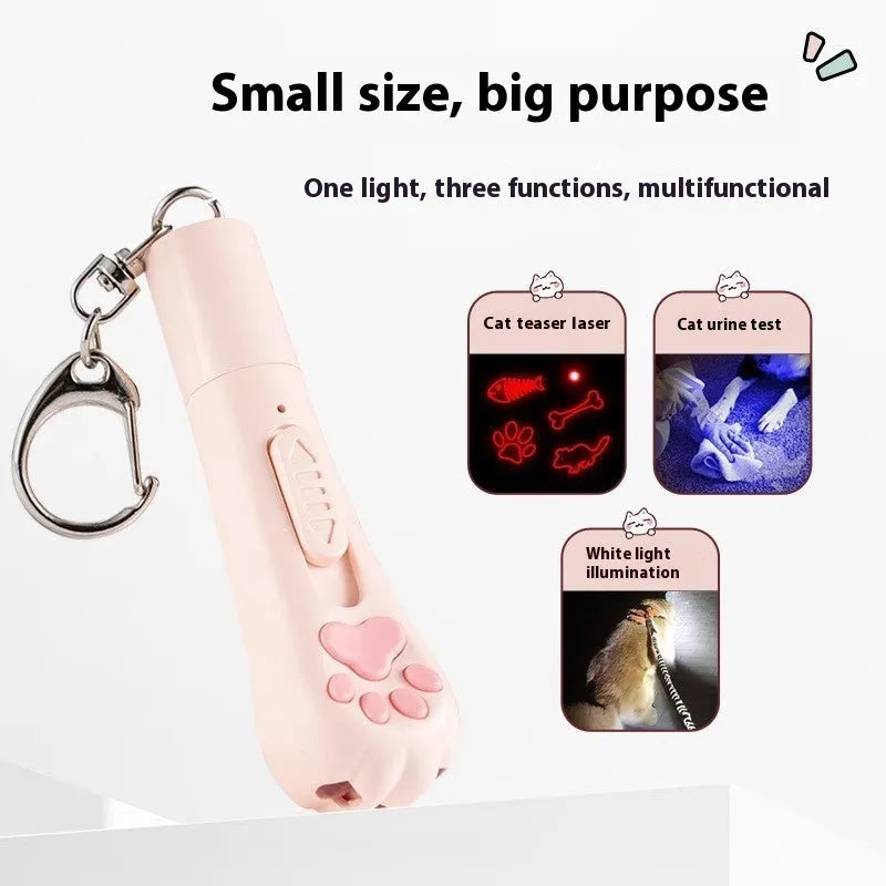 Interactive cat teaser toy in pink, cream white, or sky blue colour for self-play.