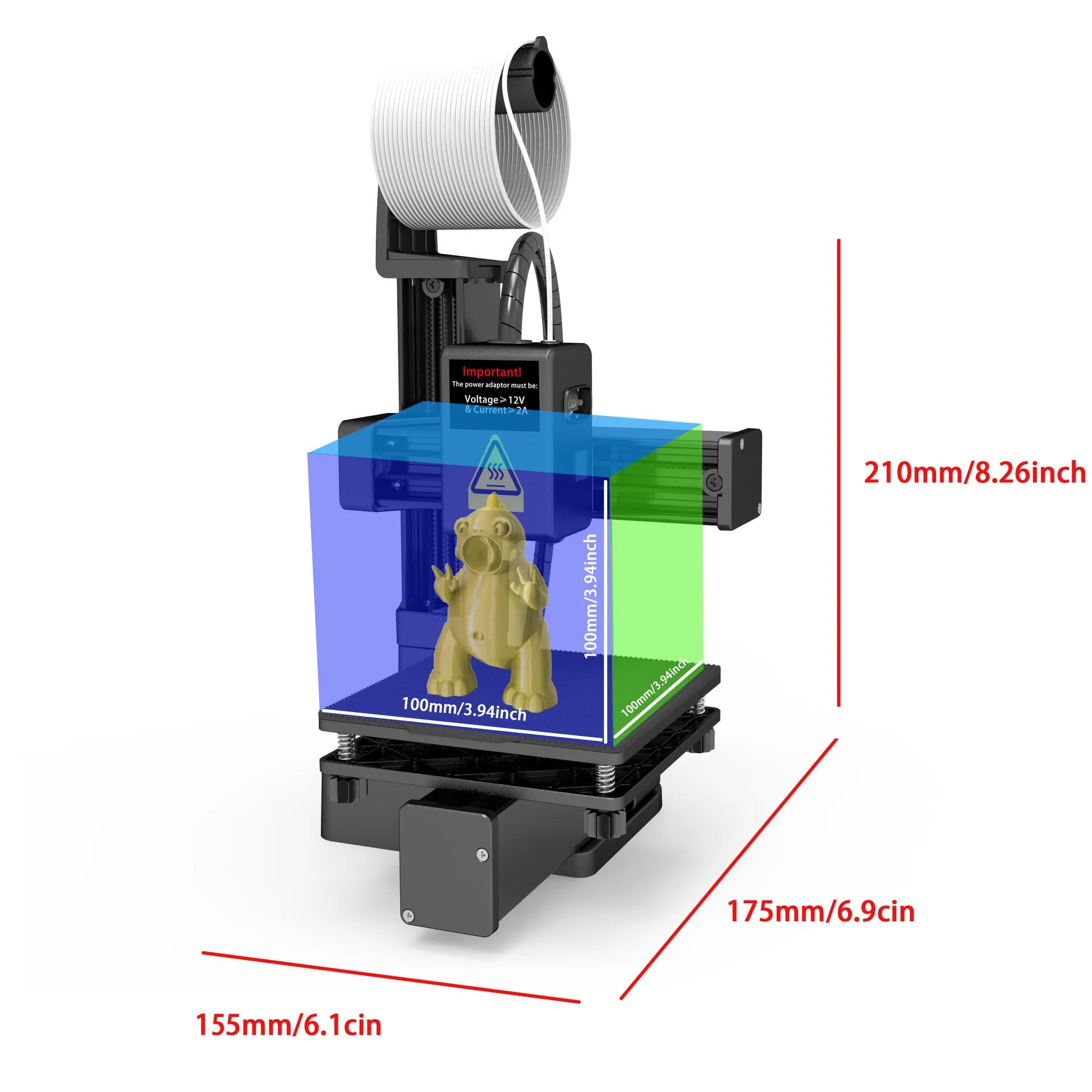 White EasyThreed K10 desktop 3D printer with 175mm build volume for TPU and PLA filament printing