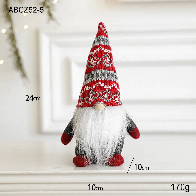 Cloth faceless Christmas Rudolf doll in red colour, standing decoration for holiday display