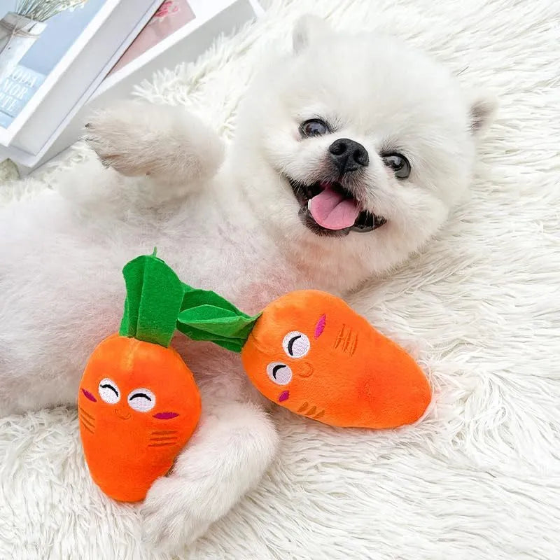 Plush chicken leg dog chew toy with squeaker, soft fabric and PP cotton, for small and medium dogs