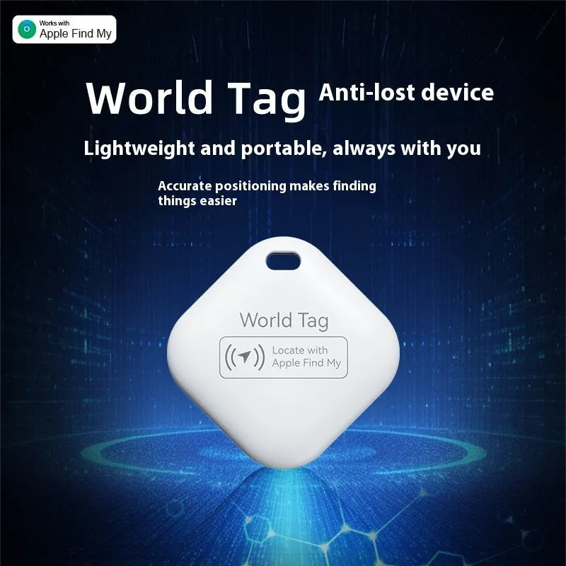 Pet tracking miniature anti-lost locator in black with lanyard, 30x11mm size, ABS material, for Apple device users