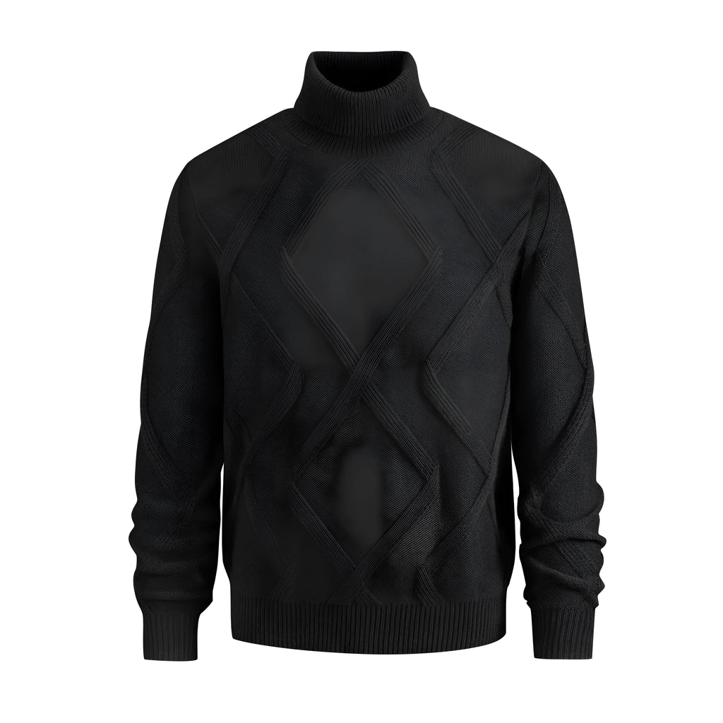 Men's slim-fit thickened turtleneck sweater in beige, 100% polyester pullover