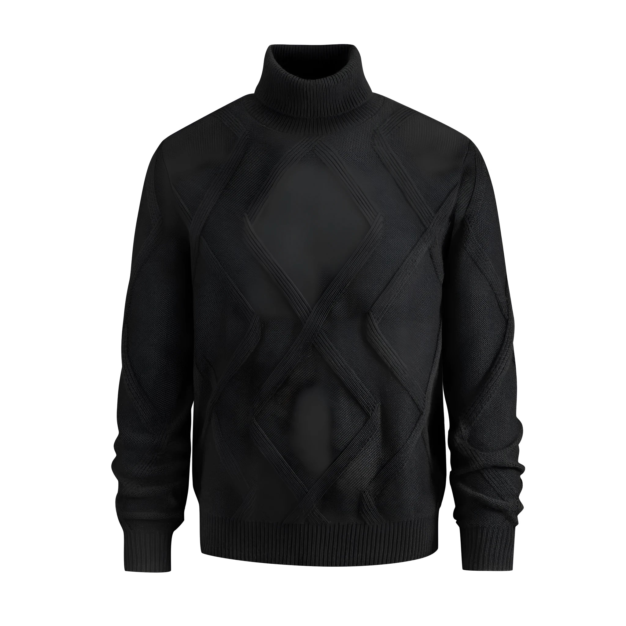 Men's slim-fit thickened turtleneck sweater in beige, 100% polyester pullover