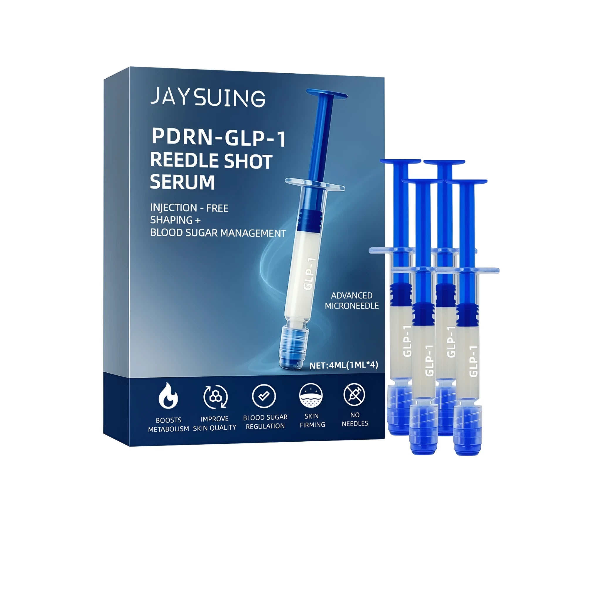 4ml body shaping fluid trial pack with four single-use sachets containing Centella asiatica and vitamin E