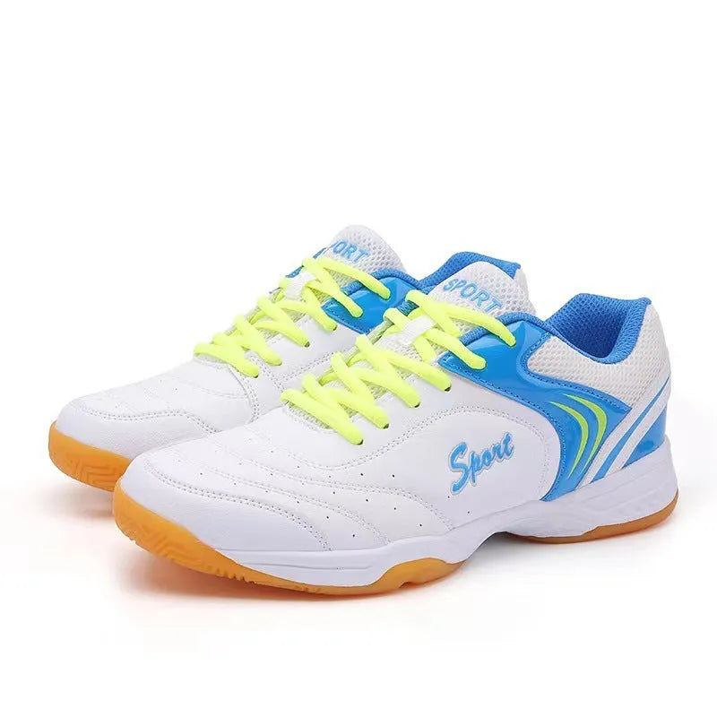 Men's outdoor badminton casual sports shoes, PU upper, rubber sole, flat heel, white black colour, low top