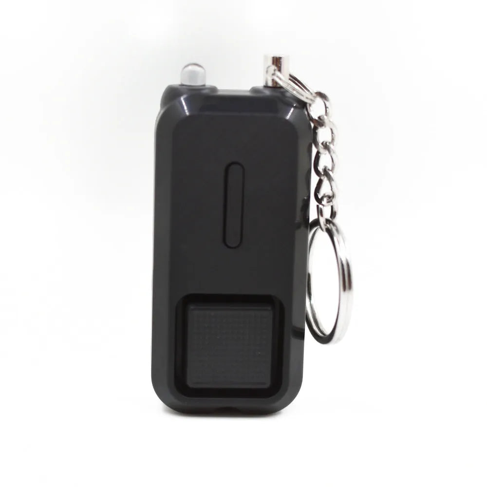 ZQ-202 personal safety alarm in five colour options showing compact 65mm x 30mm x 12mm dimensions
