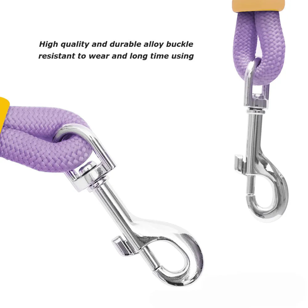 Dog leash with foam handle and 140cm nylon traction rope in choice of four colours