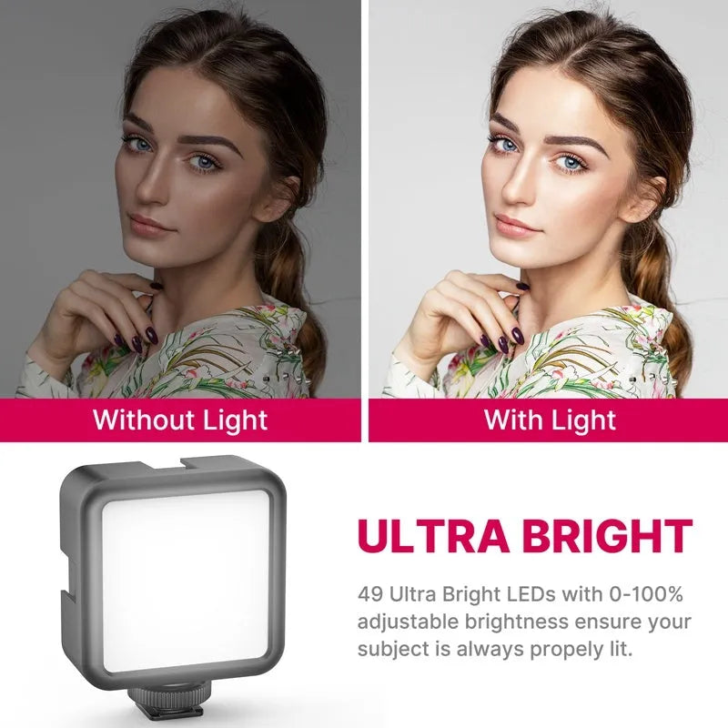 Silver aluminium tripod stand extended for camera or smartphone vlogging.
