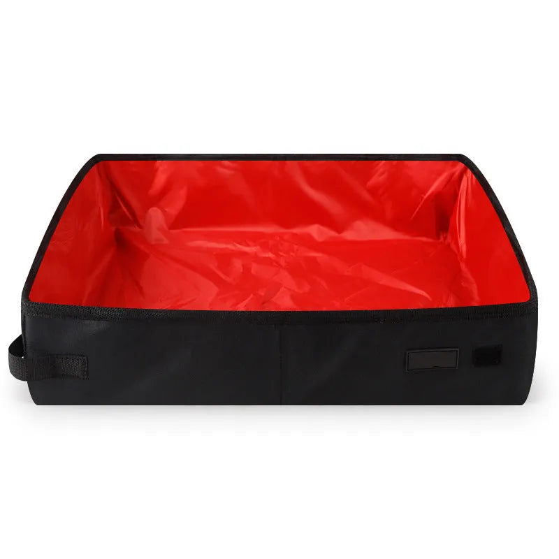 Portable foldable waterproof Oxford cloth cat litter box in black, green, and red