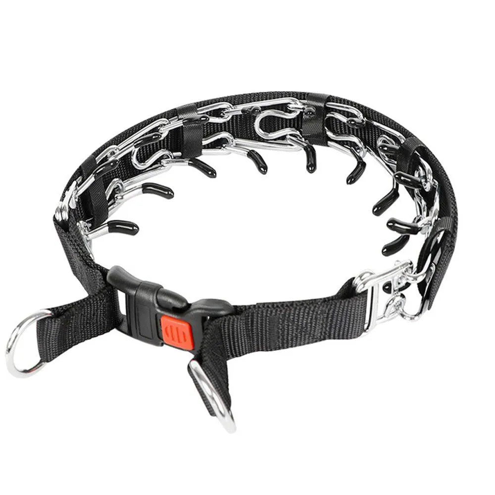 Dog training stimulation chain collar in reflective colours with size options for different breeds