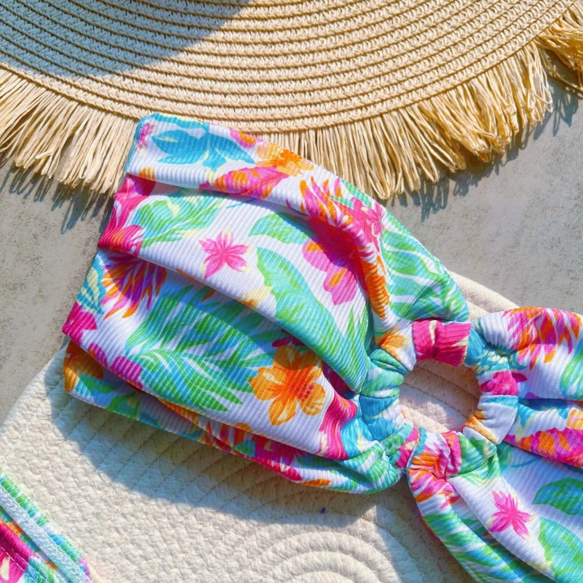 Sunken stripe printed sexy split swimsuit for women in RT6117 colour, nylon polyester blend, sizes S M L