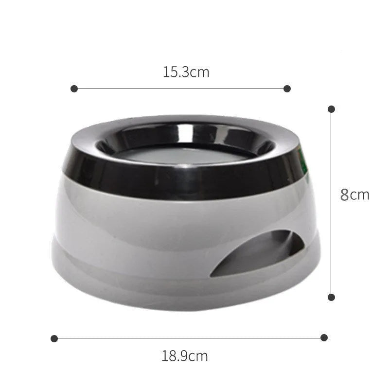 Blue PP plastic pet water bowl with floating design for dogs and cats, showing 750ml capacity.